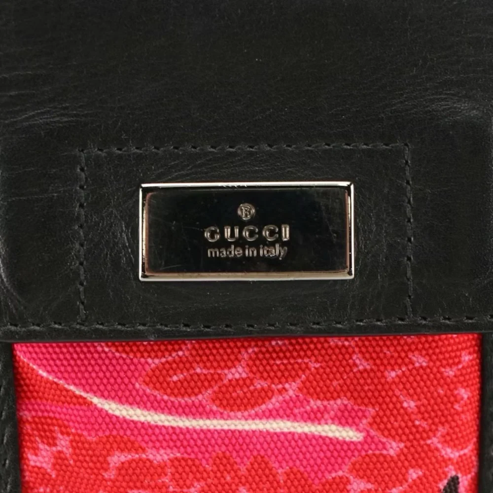 Gucci Phone Holder Accessory in Printed Nylon and Leather Trim